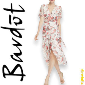 Bardot Midi Wrap Dress Short Sleeve Floral Casual